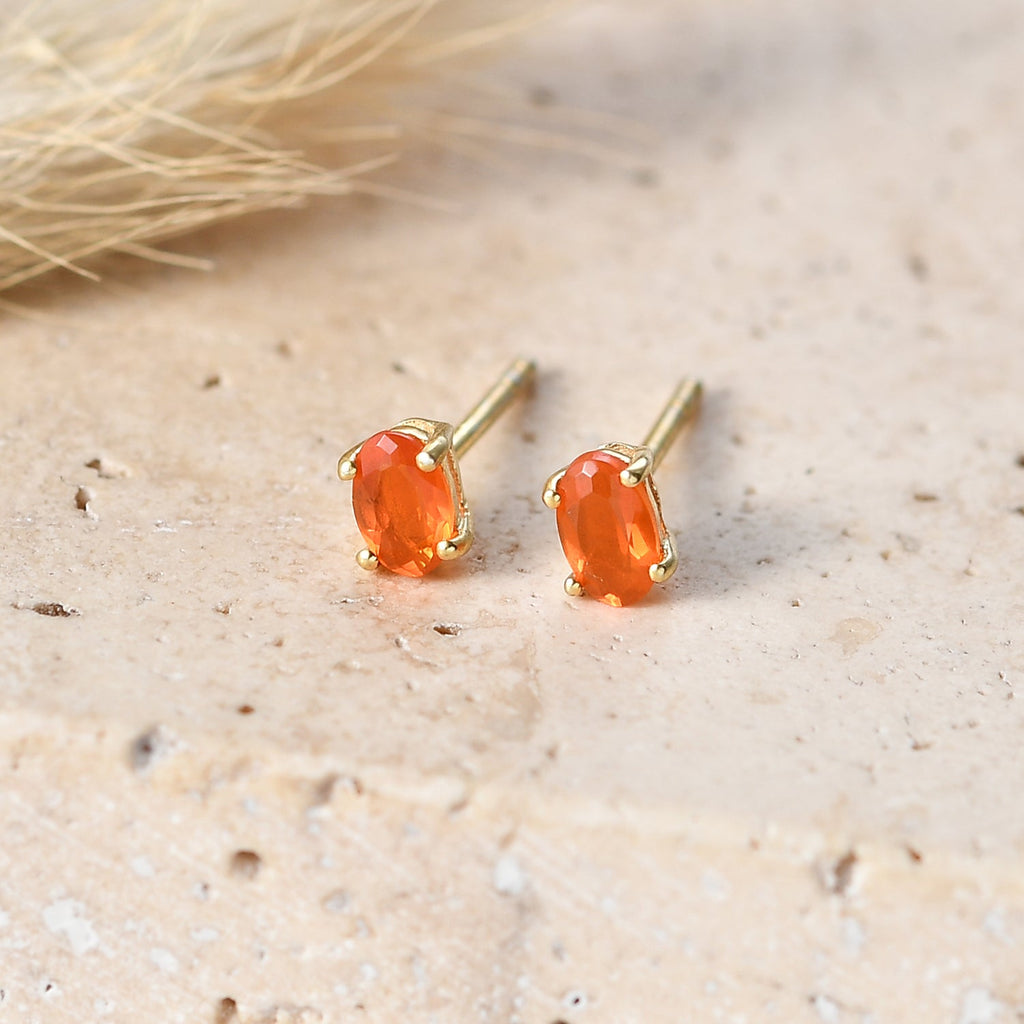 D'Joy - Fire Opal Solitaire Stud Push Post Earring