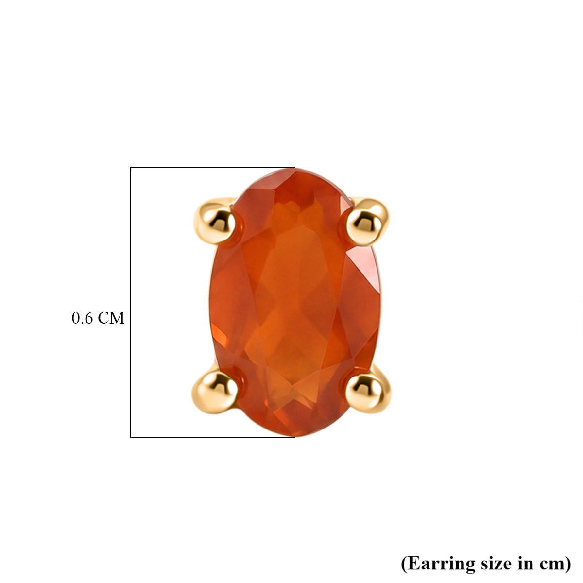 D'Joy - Natural Crimson Fire Opal Solitaire Stud Push Post Earring in Yellow Gold Plated Sterling Silver V32489618 5