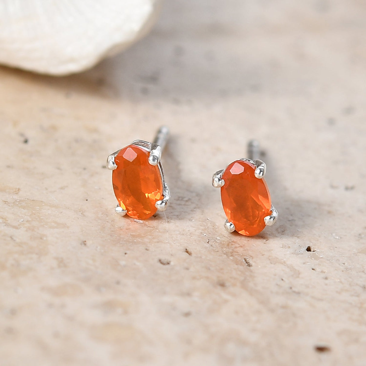 D'Joy - Natural Crimson Fire Opal Solitaire Stud Push Post Earring in Platinum Overlay Sterling Silver V32361253 3