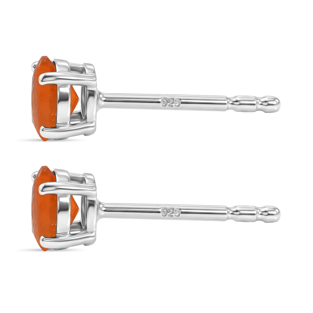 D'Joy - Natural Crimson Fire Opal Solitaire Stud Push Post Earring in Platinum Overlay Sterling Silver_8562358_3