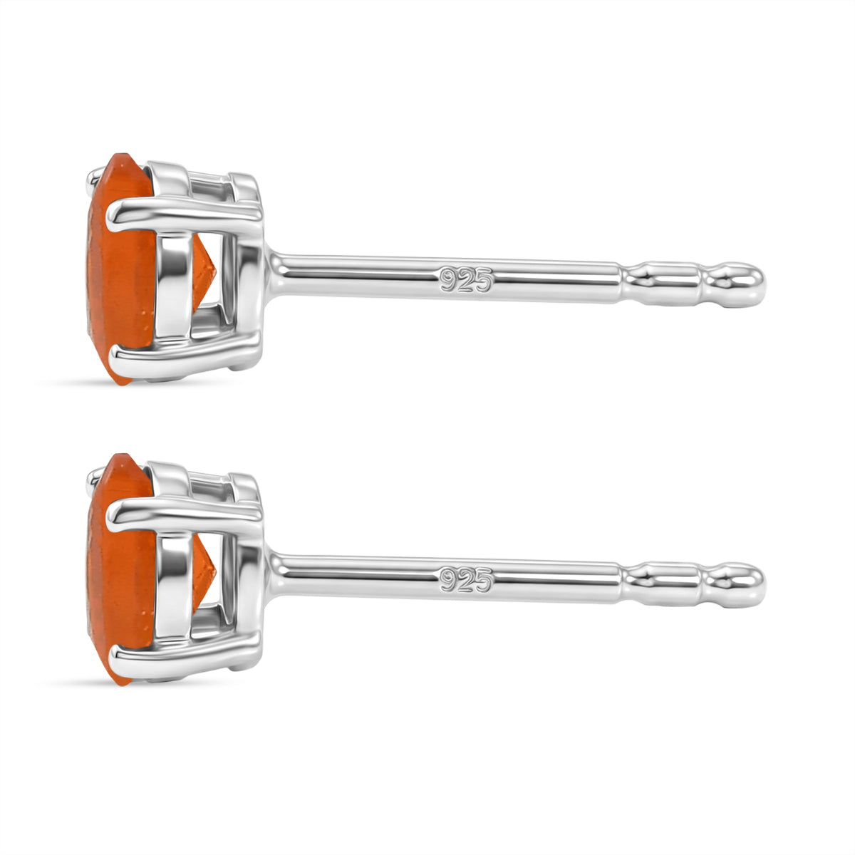 D'Joy - Natural Crimson Fire Opal Solitaire Stud Push Post Earring in Platinum Overlay Sterling Silver 8562358 4
