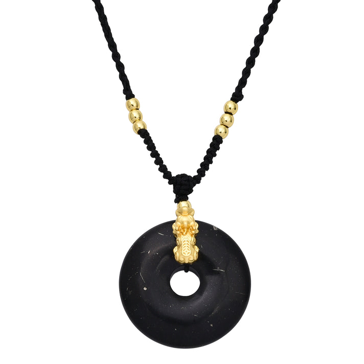 Natural Shungite Adjustable Buckle Feng Shui Necklace (Size - 28) 65.00 Ct. 8562371 1