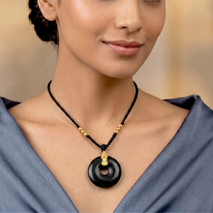 Natural Shungite Adjustable Buckle Feng Shui Necklace (Size - 28) 65.00 Ct. 8562371 2