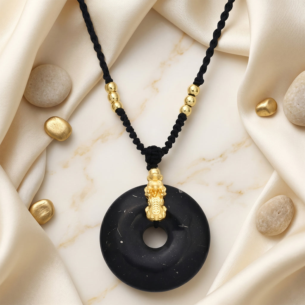 Natural Shungite Adjustable Buckle Feng Shui Necklace (Size - 28) 65.00 Ct._8562371_2