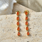 D'Joy - Natural Crimson Fire Opal Dangling Earring with Push Post in Yellow Gold Plated Sterling Silver 1.10 Ct._8562388_2
