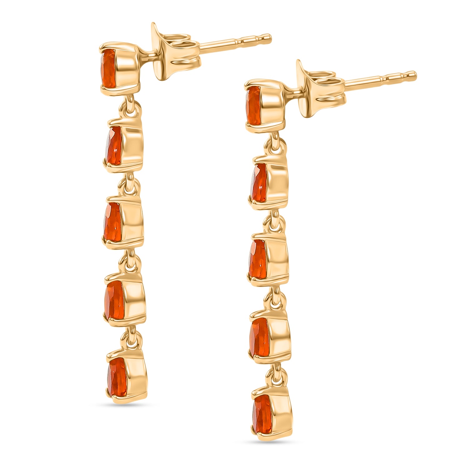 D'Joy - Natural Crimson Fire Opal Dangling Earring with Push Post in Yellow Gold Plated Sterling Silver 1.10 Ct. 8562388 4
