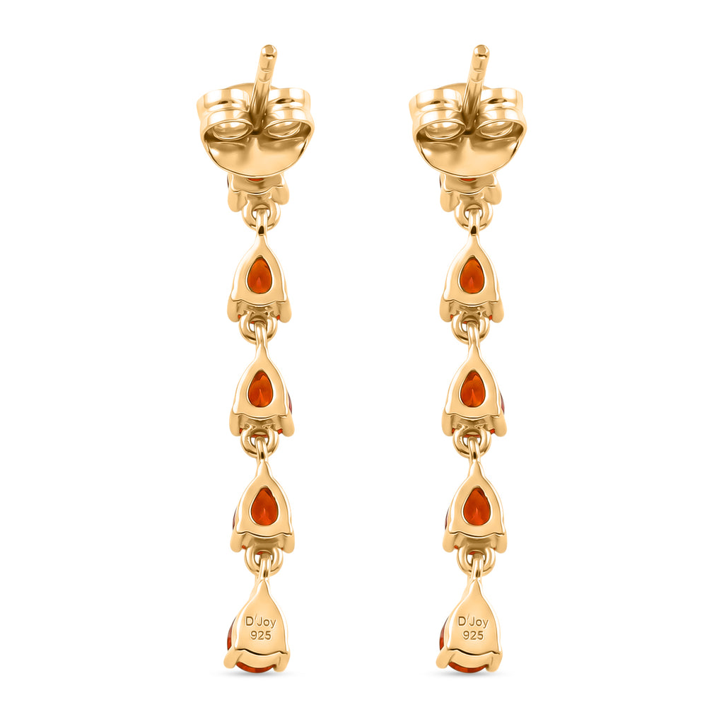 D'Joy - Natural Crimson Fire Opal Dangling Earring with Push Post in Yellow Gold Plated Sterling Silver 1.10 Ct._8562388_4