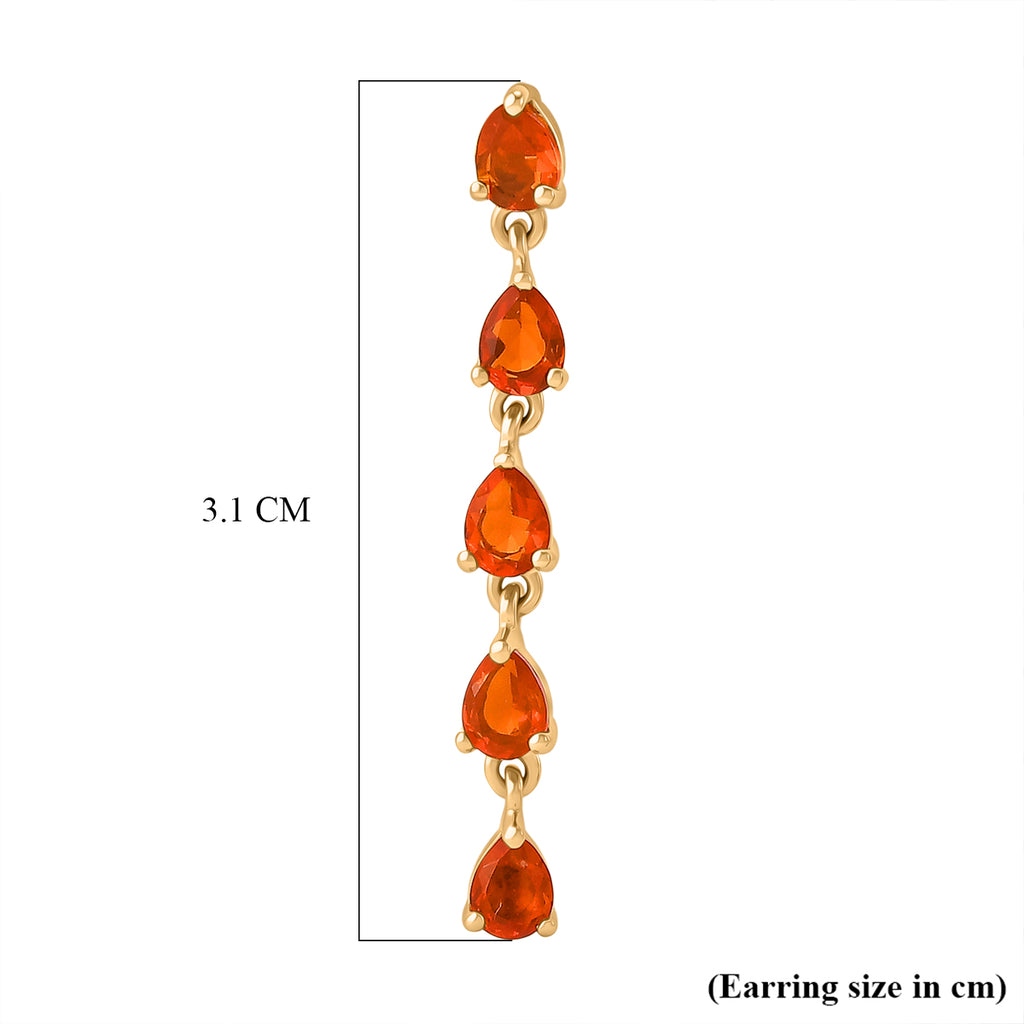 D'Joy - Natural Crimson Fire Opal Dangling Earring with Push Post in Yellow Gold Plated Sterling Silver 1.10 Ct._8562388_5