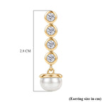 D'Joy - Moissanite & Fresh Water Pearl Dangling Earring with Push Back in Yellow Gold Plated Sterling Silver 5.60 Ct._8562416_5