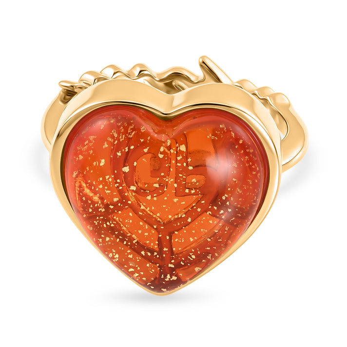 GP Family Legacy Italy - Genuine Murano Glass Heart Ring in 18K Vermeil Gold Plated Sterling Silver 8562580 1