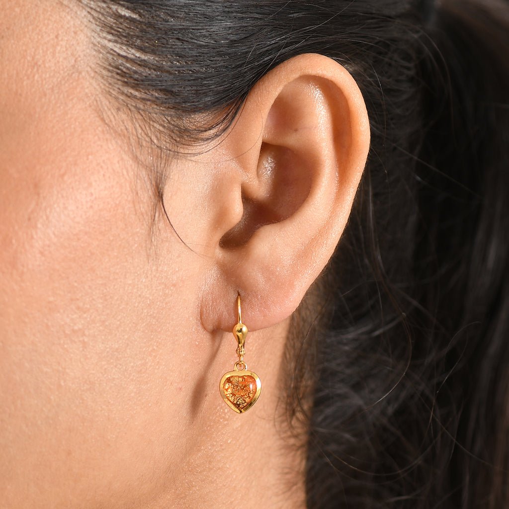 GP Family Legacy Italy - Genuine Murano with 24K Gold & Blue Sapphire Lever Back Heart Earrings in 18K Gold Vermeil Sterling Silver_8562634_1