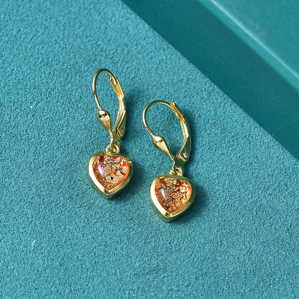 GP Family Legacy Italy - Genuine Murano with 24K Gold & Blue Sapphire Lever Back Heart Earrings in 18K Gold Vermeil Sterling Silver_8562634_2