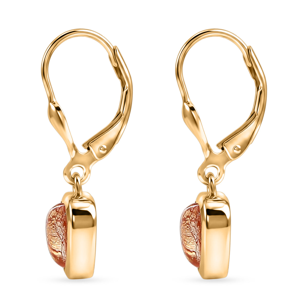 GP Family Legacy Italy - Genuine Murano Glass Heart Lever Back Heart Earrings in 18K Vermeil Yellow Gold Plated Sterling Silver 8562634 4