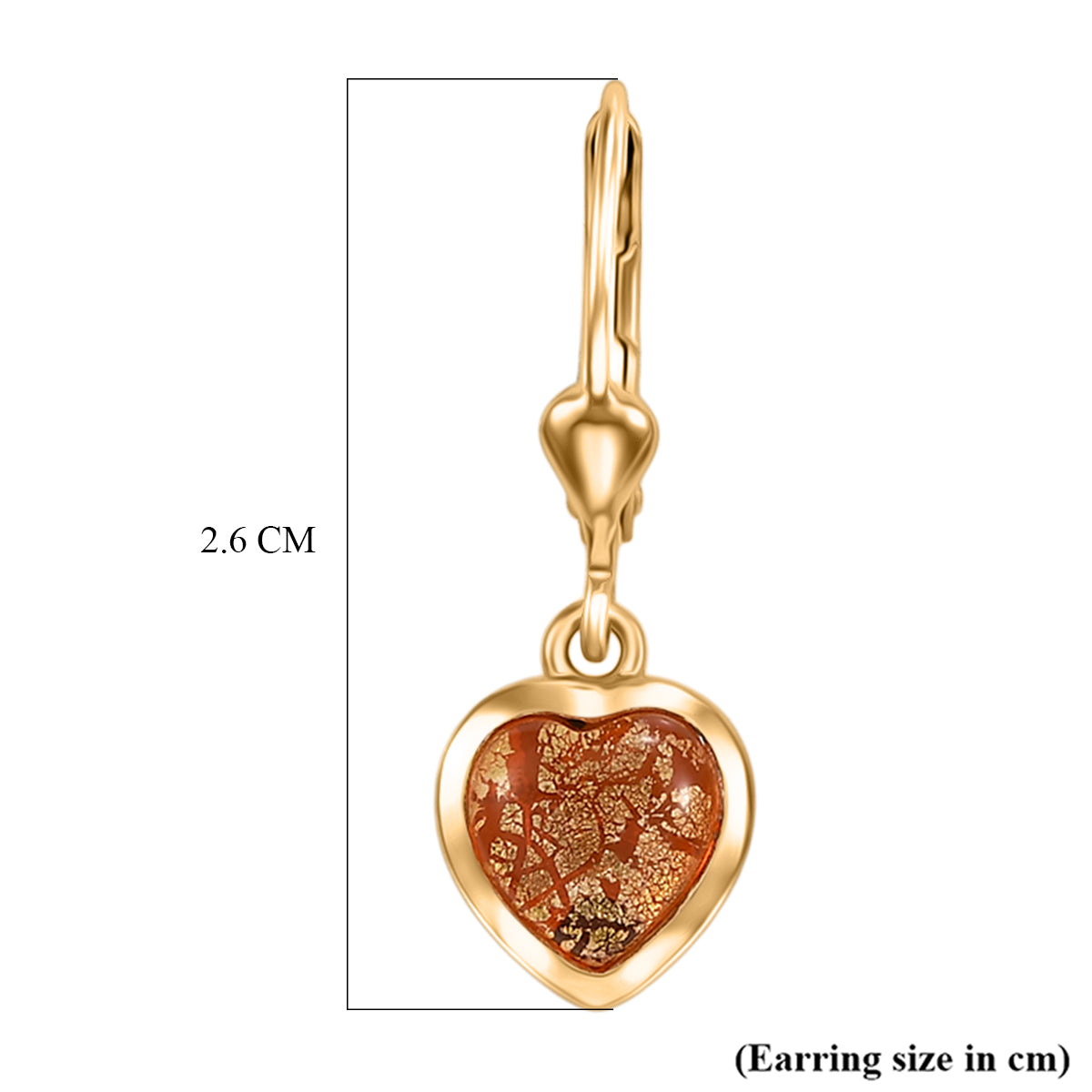 GP Family Legacy Italy - Genuine Murano Glass Heart Lever Back Heart Earrings in 18K Vermeil Yellow Gold Plated Sterling Silver 8562634 7