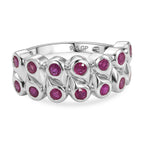 GP - African Ruby & Blue Sapphire Cluster Ring in Rhodium Overlay Sterling Silver 1.43 Ct._8562636