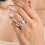 GP - African Ruby & Blue Sapphire Cluster Ring in Rhodium Overlay Sterling Silver 1.43 Ct._8562636_2