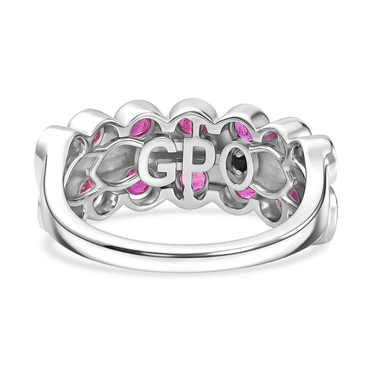 GP - African Ruby &amp; Blue Sapphire Cluster Ring in Rhodium Overlay Sterling Silver 1.43 Ct. 8562636 6