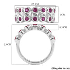 GP - African Ruby & Blue Sapphire Cluster Ring in Rhodium Overlay Sterling Silver 1.43 Ct._8562636_6