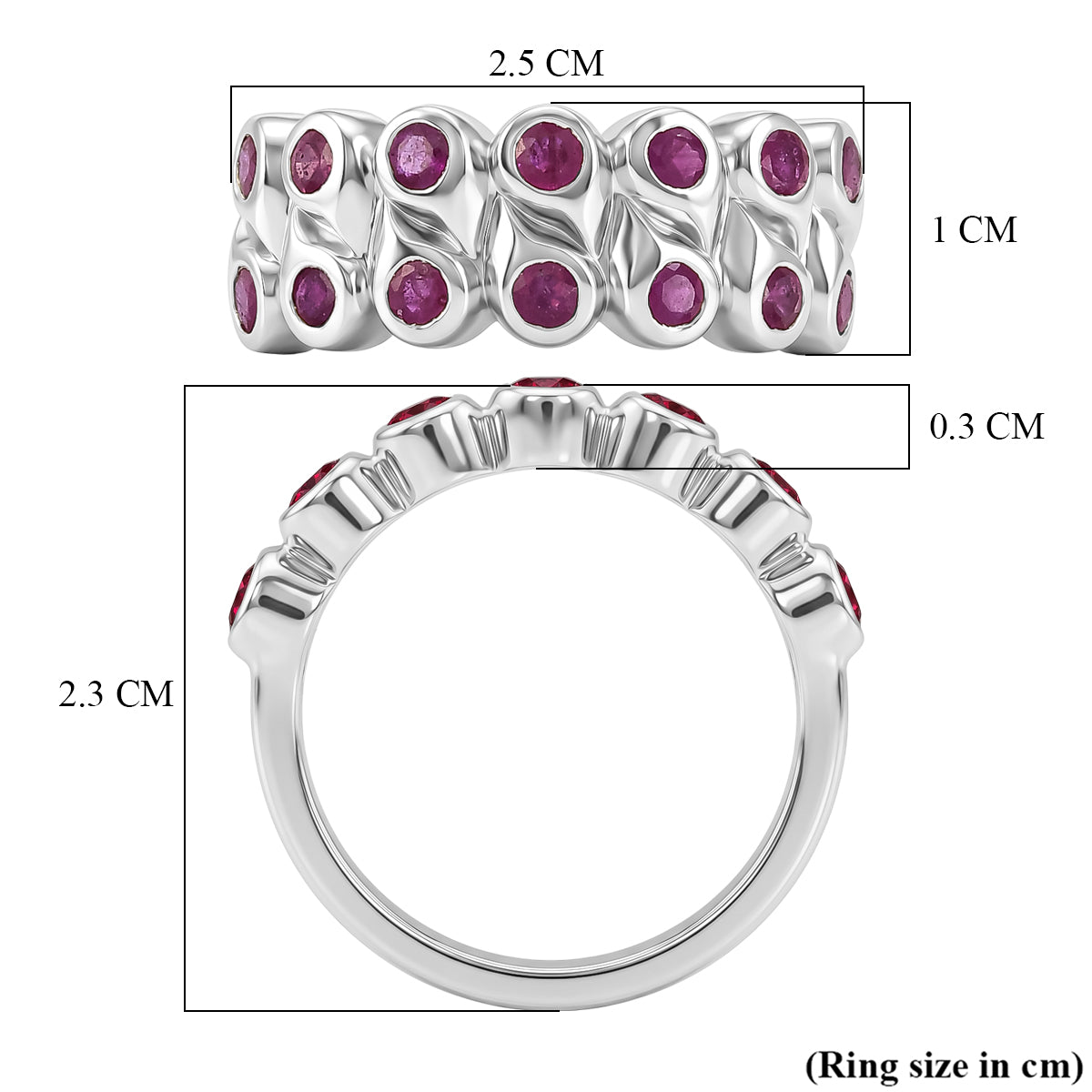 GP - African Ruby &amp; Blue Sapphire Cluster Ring in Rhodium Overlay Sterling Silver 1.43 Ct. 8562636 7