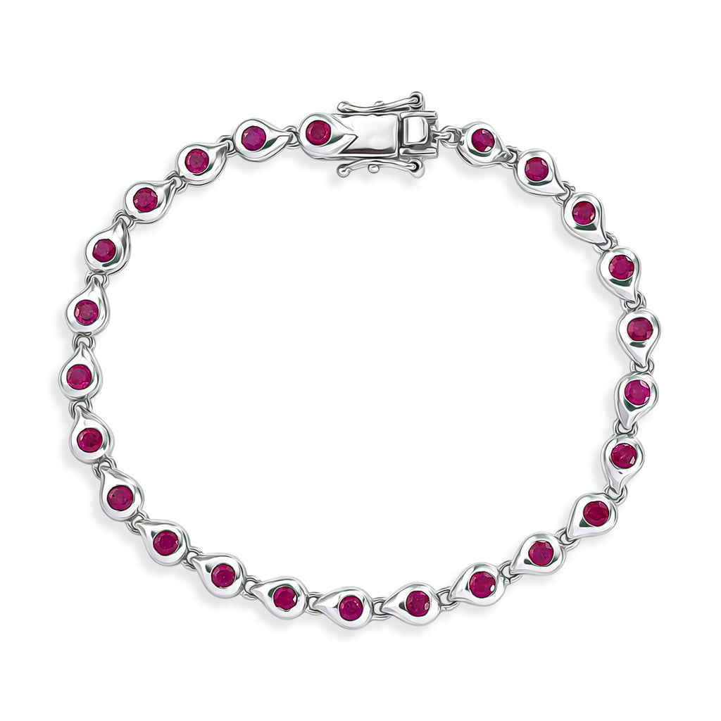 GP - African Ruby & Blue Sapphire Linking Bracelet (Size - 7.5) with GB Lock Box in Rhodium Overlay Sterling Silver 4.26 Ct._8562650