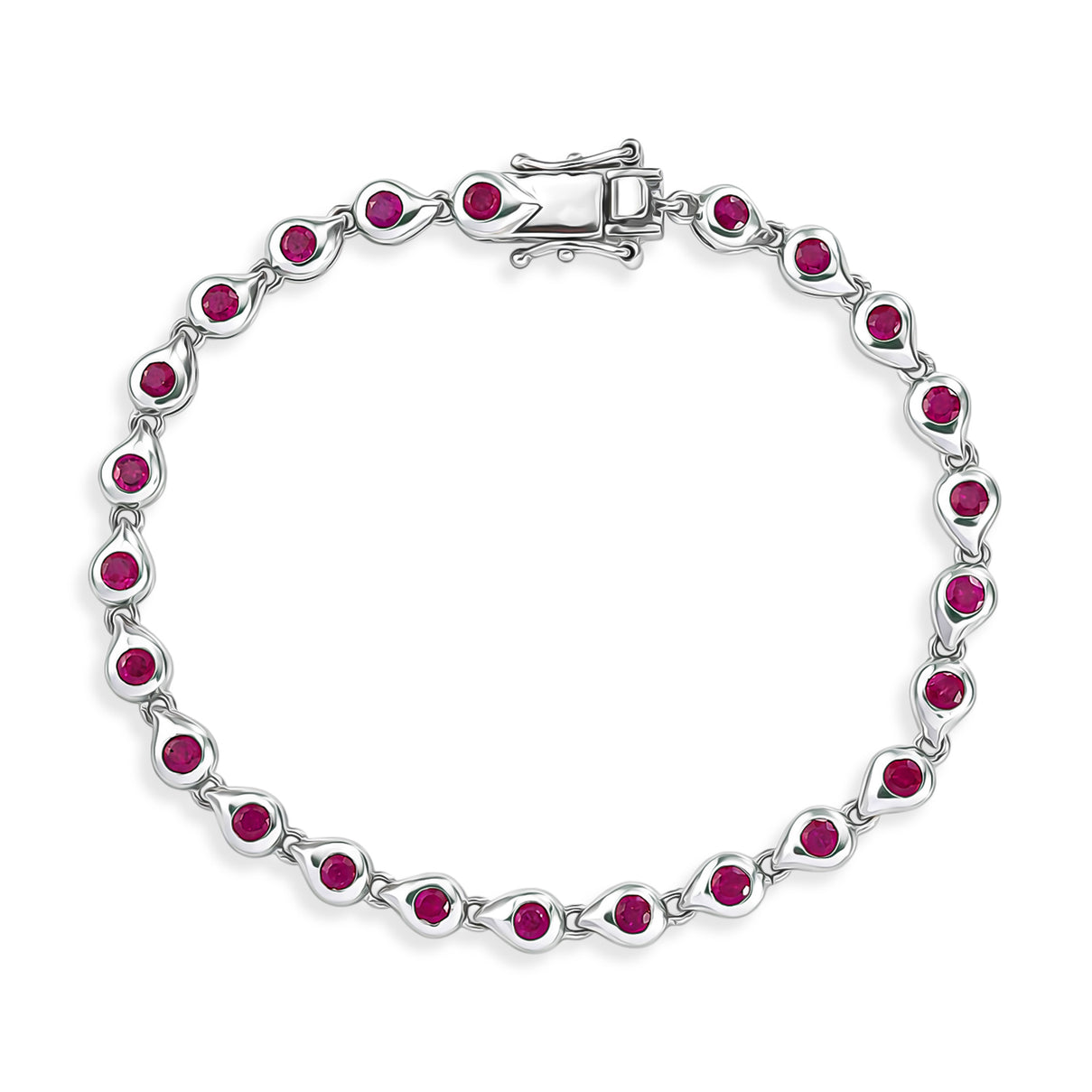 GP - African Ruby &amp; Blue Sapphire Linking Bracelet (Size - 7.5) with GB Lock Box in Rhodium Overlay Sterling Silver 4.26 Ct. 8562650 0