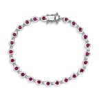 GP - African Ruby & Blue Sapphire Linking Bracelet (Size - 7.5) with GB Lock Box in Rhodium Overlay Sterling Silver 4.26 Ct._8562650