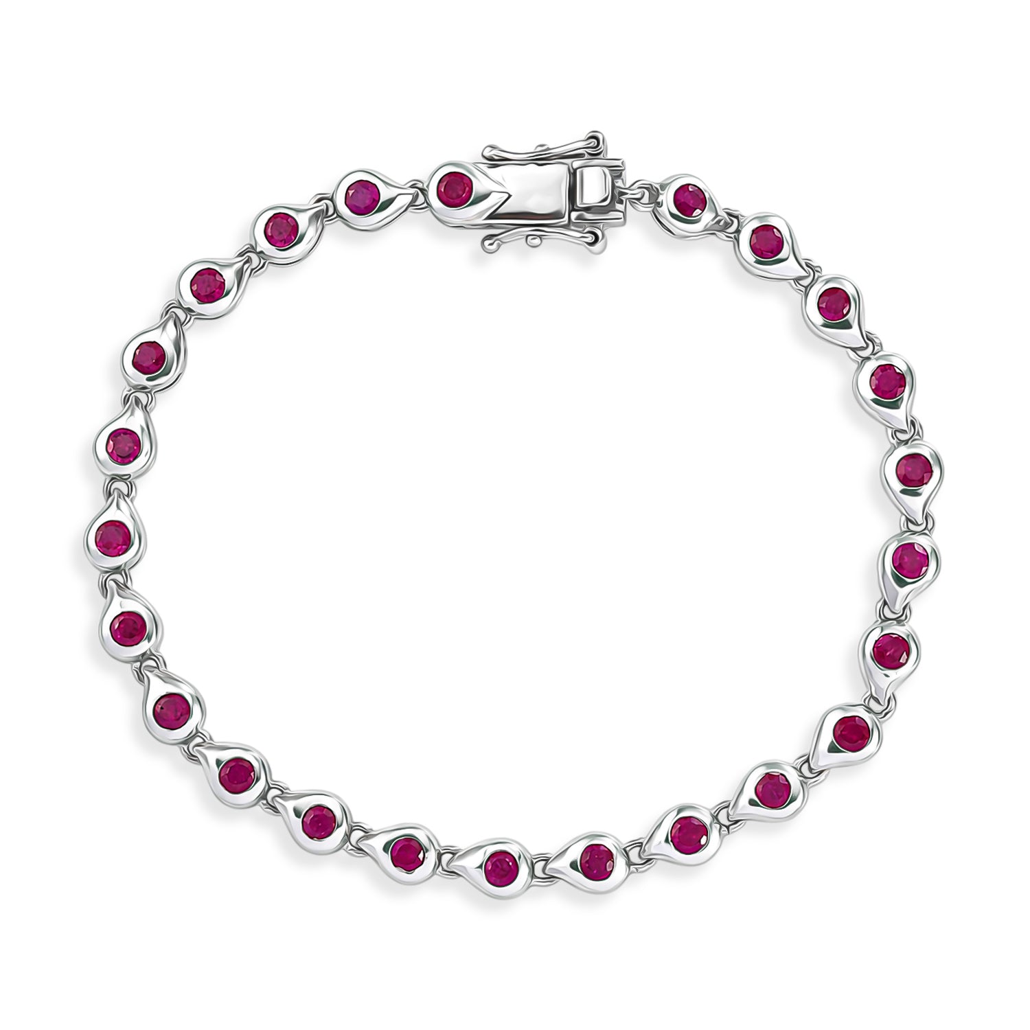 GP - African Ruby &amp; Blue Sapphire Linking Bracelet (Size - 7.5) with GB Lock Box in Rhodium Overlay Sterling Silver 4.26 Ct. 8562650 0