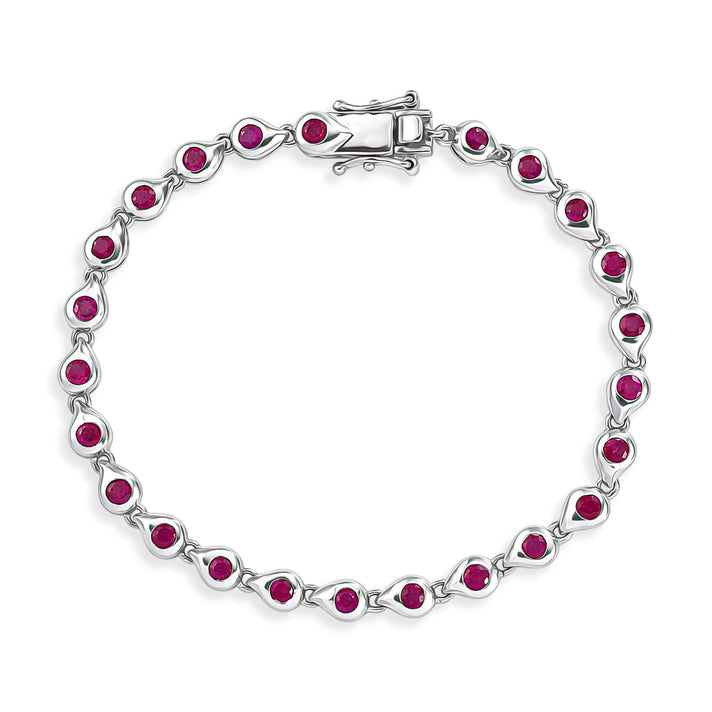 GP - African Ruby &amp; Blue Sapphire Linking Bracelet (Size - 7.5) with GB Lock Box in Rhodium Overlay Sterling Silver 4.26 Ct. 8562650 1
