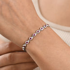 GP - African Ruby & Blue Sapphire Linking Bracelet (Size - 7.5) with GB Lock Box in Rhodium Overlay Sterling Silver 4.26 Ct._8562650_1