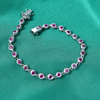 GP - African Ruby & Blue Sapphire Linking Bracelet (Size - 7.5) with GB Lock Box in Rhodium Overlay Sterling Silver 4.26 Ct._8562650_2