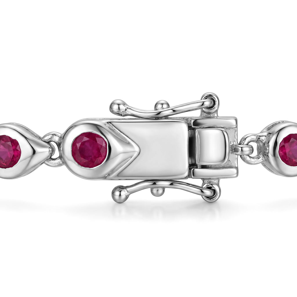 GP - African Ruby & Blue Sapphire Linking Bracelet (Size - 7.5) with GB Lock Box in Rhodium Overlay Sterling Silver 4.26 Ct._8562650_3