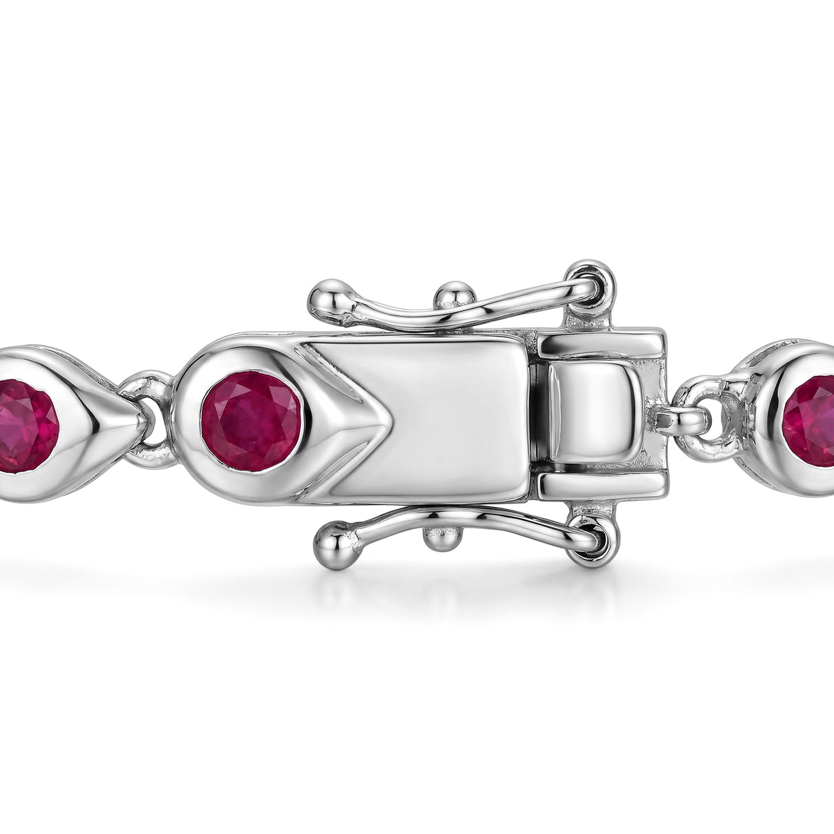 GP - African Ruby &amp; Blue Sapphire Linking Bracelet (Size - 7.5) with GB Lock Box in Rhodium Overlay Sterling Silver 4.26 Ct. 8562650 4