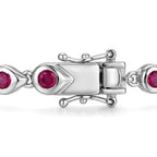 GP - African Ruby & Blue Sapphire Linking Bracelet (Size - 7.5) with GB Lock Box in Rhodium Overlay Sterling Silver 4.26 Ct._8562650_3