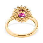 The Tony Diniz Collection - 9K Yellow Gold AAA Natural Radiant Ember Garnet (2.10 Ct) & Lab Grown Diamond (SI/G-H 0.50ct) Halo Ring 2.60 Ct._8562653_4