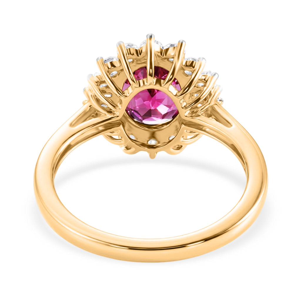 The Tony Diniz Collection - 9K Yellow Gold AAA Natural Radiant Ember Garnet (2.10 Ct) & Lab Grown Diamond (SI/G-H 0.50ct) Halo Ring 2.60 Ct._8562686_4