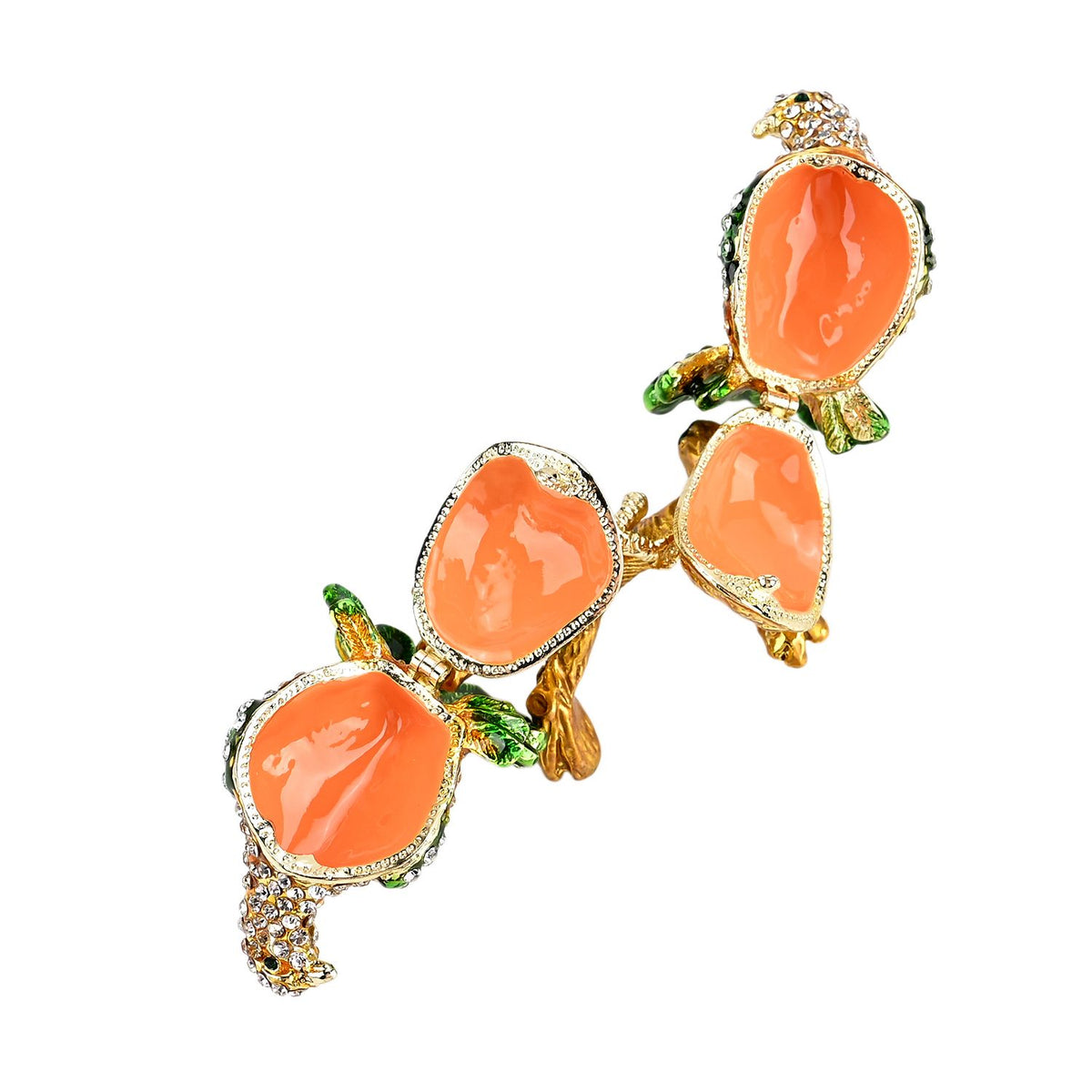 LIVMORE Multi-Colour Diamonds Embellished Two Birds Shaped Trinket Storage Box (Size 8x5x1 cm) - Gold V32633389 5