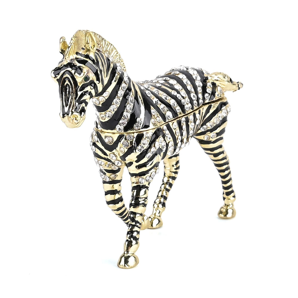 LIVMORE Zebra Shaped Trinket Storage Box (Size 9x2x7 cm) - Black &amp; Silver V32620983 0