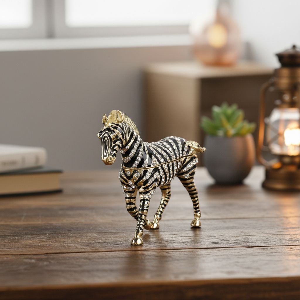 LIVMORE Zebra Shaped Trinket Storage Box (Size 9x2x7 cm) - Black White_8562696_1