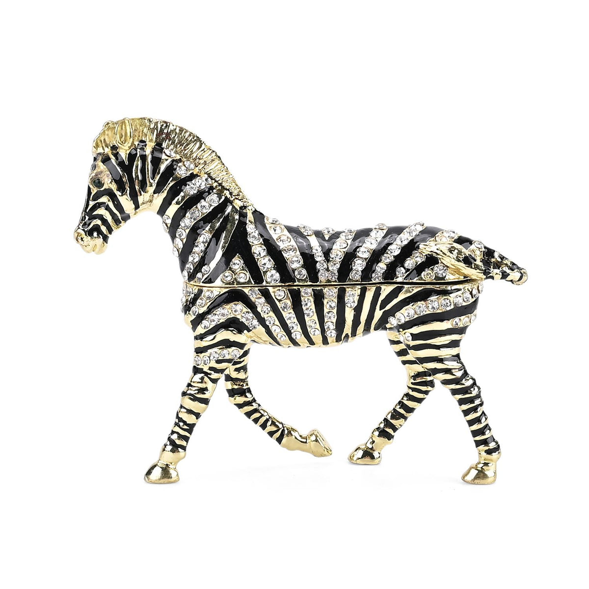 LIVMORE Zebra Shaped Trinket Storage Box (Size 9x2x7 cm) - Black &amp; Silver V32620983 3