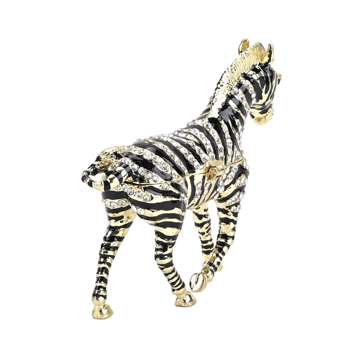 LIVMORE Zebra Shaped Trinket Storage Box (Size 9x2x7 cm) - Black &amp; Silver V32620983 4
