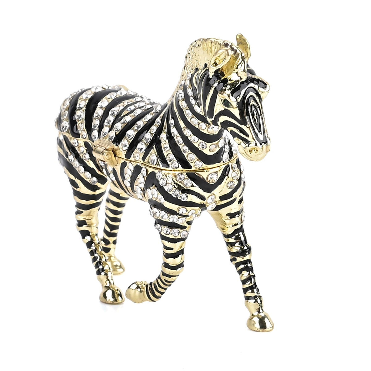 LIVMORE Zebra Shaped Trinket Storage Box (Size 9x2x7 cm) - Black &amp; Silver V32620983 5