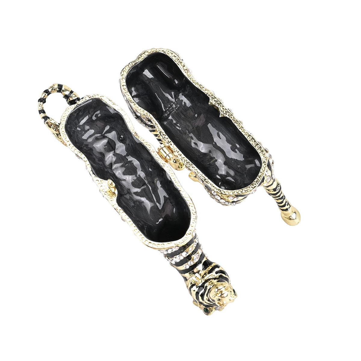 LIVMORE Zebra Shaped Trinket Storage Box (Size 9x2x7 cm) - Black &amp; Silver V32620983 6