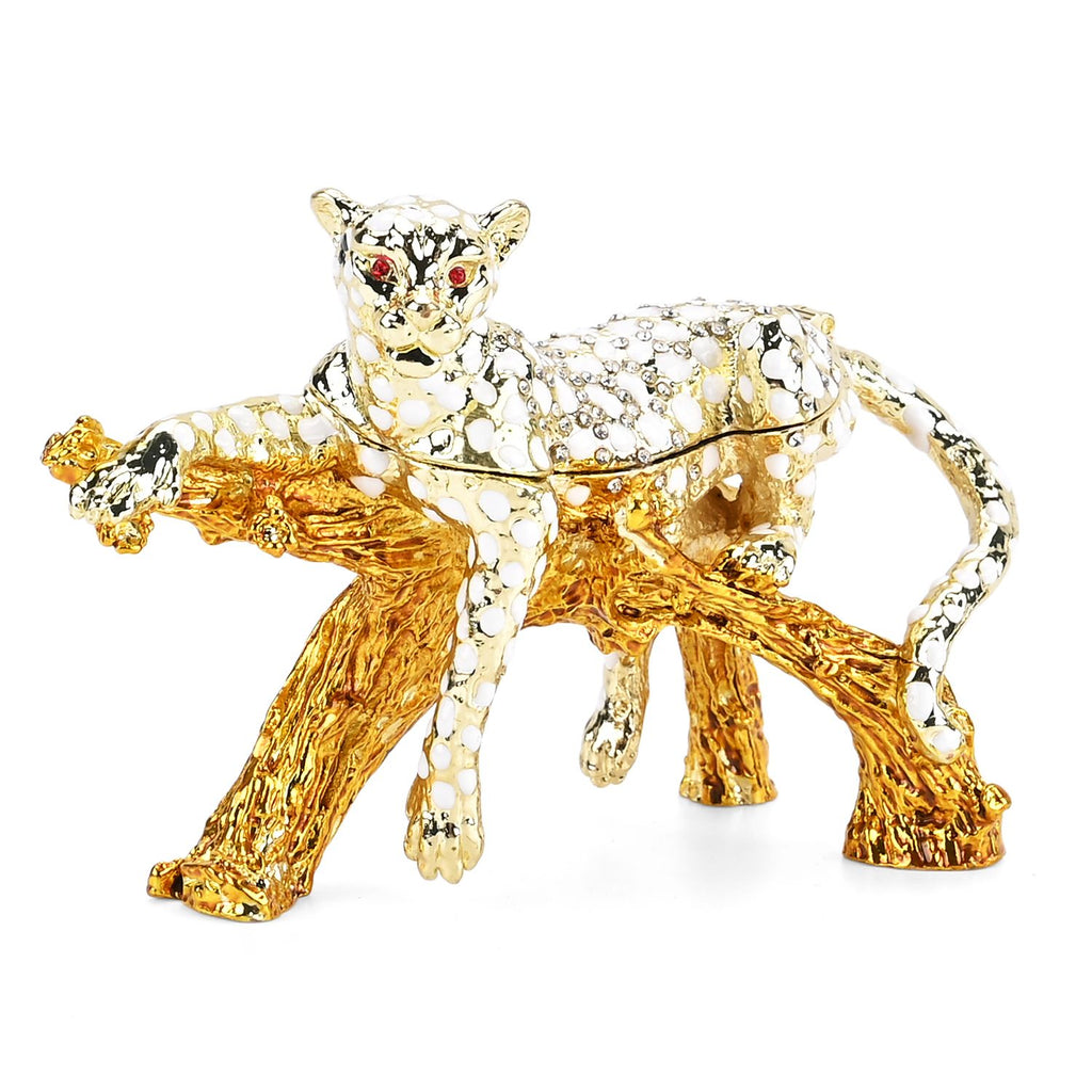 LIVMORE Leopard Shaped Trinket Storage Box (Size 11x3x8 cm) - Gold_8562721