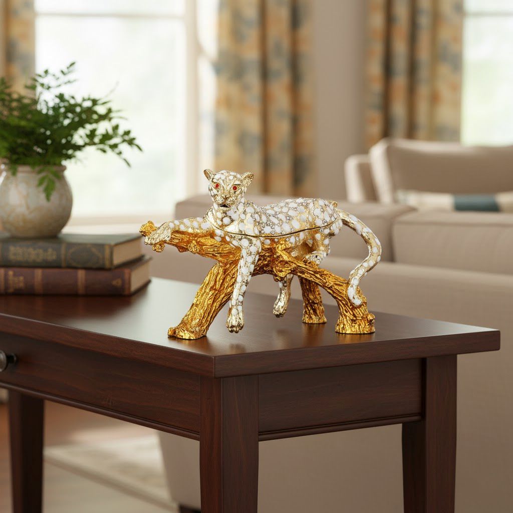 LIVMORE Leopard Shaped Trinket Storage Box (Size 11x3x8 cm) - Gold_8562721_1