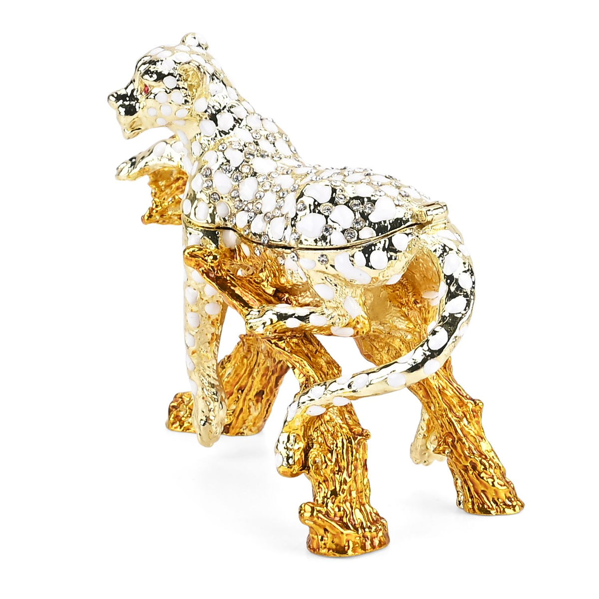 LIVMORE Leopard Shaped Trinket Storage Box (Size 11x3x8 cm) - Gold &amp; White V32604812 3
