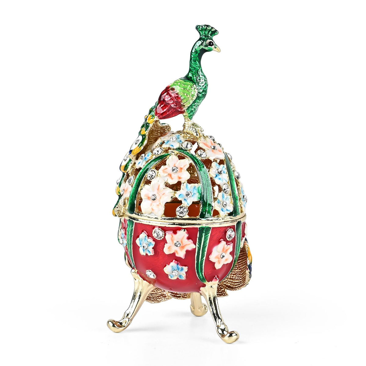 LIVMORE Peacock Shaped Egg Trinket Storage Box (Size 6x5x14 cm) - Green V32605259 3