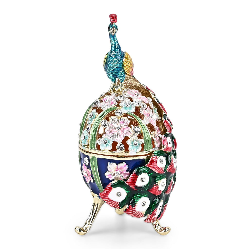 LIVMORE Peacock Shaped Egg Trinket Storage Box (Size 6x5x14 cm) - Blue_8562761