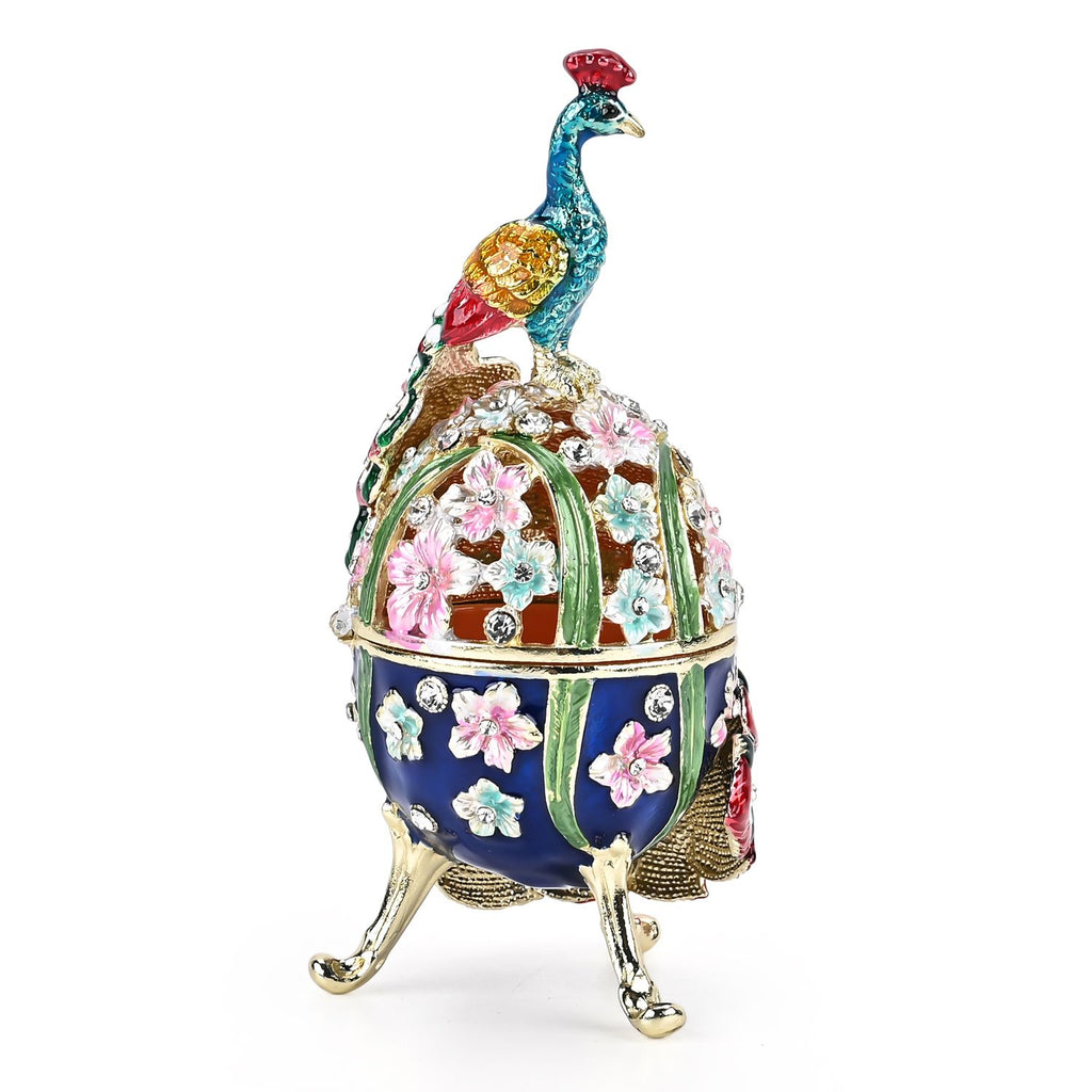 LIVMORE Peacock Shaped Egg Trinket Storage Box (Size 6x5x14 cm) - Blue_8562761_2