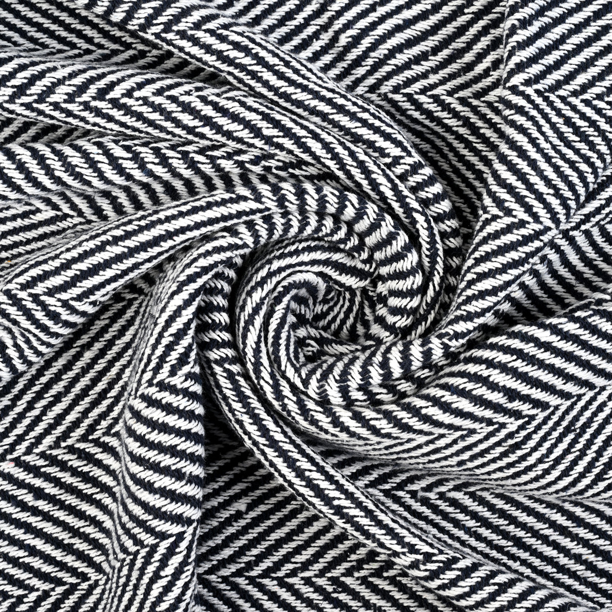 LIVMORE 100%  Cotton Patterned Throw Blanket (Size 130x160 cm) - Navy V32519769 3