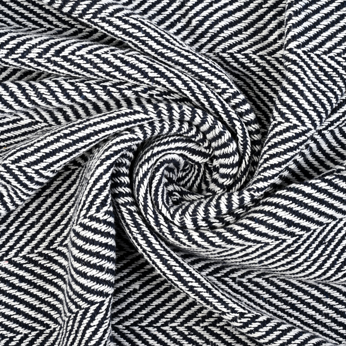 LIVMORE 100%  Cotton Patterned Throw Blanket (Size 130x160 cm) - Navy V32519769 3